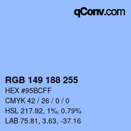 Color code: RGB 149 188 255 | qconv.com