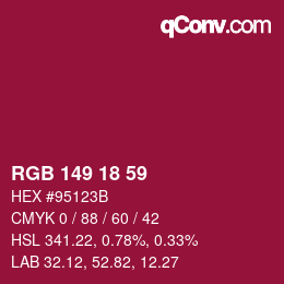 カラーコード: RGB 149 18 59 | qconv.com
