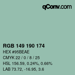 Color code: RGB 149 190 174 | qconv.com