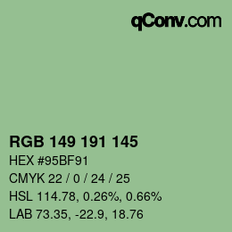 Color code: RGB 149 191 145 | qconv.com