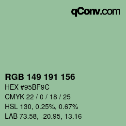 Color code: RGB 149 191 156 | qconv.com