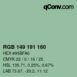 Color code: RGB 149 191 160 | qconv.com