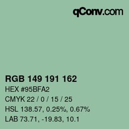 Color code: RGB 149 191 162 | qconv.com