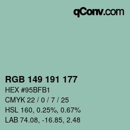 カラーコード: RGB 149 191 177 | qconv.com