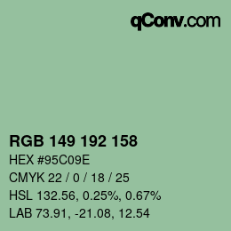 Color code: RGB 149 192 158 | qconv.com