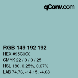 Color code: RGB 149 192 192 | qconv.com