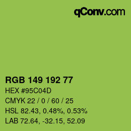 Color code: RGB 149 192 77 | qconv.com