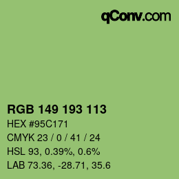 Color code: RGB 149 193 113 | qconv.com