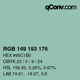 颜色代码: RGB 149 193 176 | qconv.com