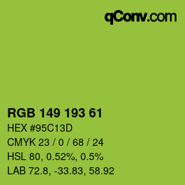 Color code: RGB 149 193 61 | qconv.com