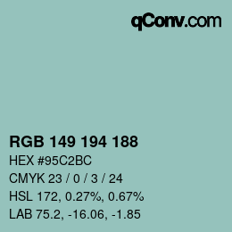 Farbcode: RGB 149 194 188 | qconv.com