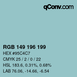Color code: RGB 149 196 199 | qconv.com