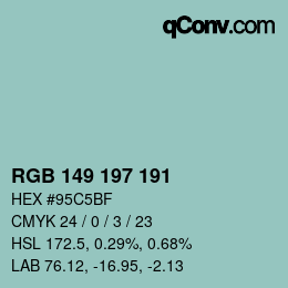 Color code: RGB 149 197 191 | qconv.com