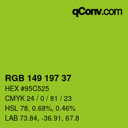 カラーコード: RGB 149 197 37 | qconv.com