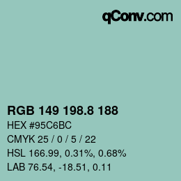 Color code: RGB 149 198.8 188 | qconv.com