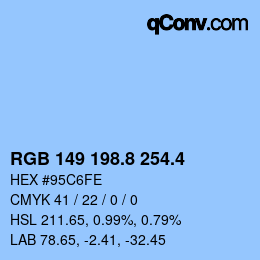 カラーコード: RGB 149 198.8 254.4 | qconv.com