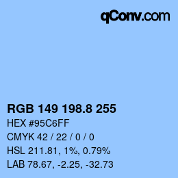 カラーコード: RGB 149 198.8 255 | qconv.com