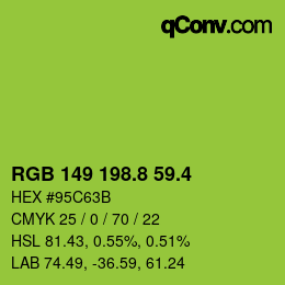 カラーコード: RGB 149 198.8 59.4 | qconv.com