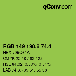 カラーコード: RGB 149 198.8 74.4 | qconv.com