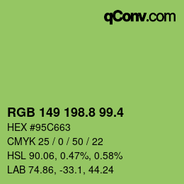 カラーコード: RGB 149 198.8 99.4 | qconv.com