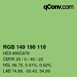 カラーコード: RGB 149 198 118 | qconv.com