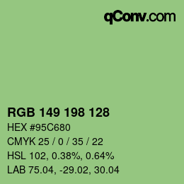 Color code: RGB 149 198 128 | qconv.com