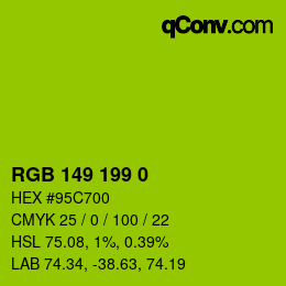 Color code: RGB 149 199 0 | qconv.com