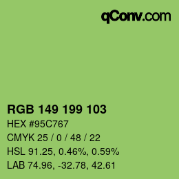 カラーコード: RGB 149 199 103 | qconv.com