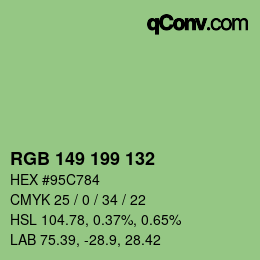 颜色代码: RGB 149 199 132 | qconv.com