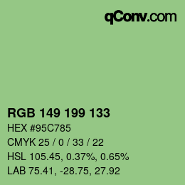 Color code: RGB 149 199 133 | qconv.com