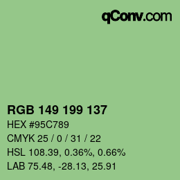 Color code: RGB 149 199 137 | qconv.com