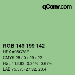 Color code: RGB 149 199 142 | qconv.com