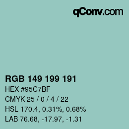 Color code: RGB 149 199 191 | qconv.com