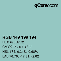 Color code: RGB 149 199 194 | qconv.com