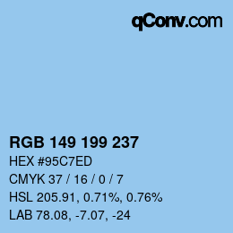 Color code: RGB 149 199 237 | qconv.com