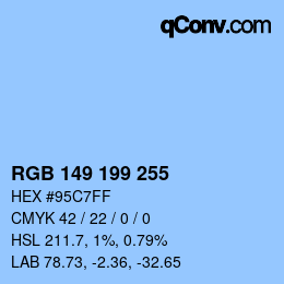 Color code: RGB 149 199 255 | qconv.com