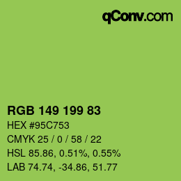 Color code: RGB 149 199 83 | qconv.com