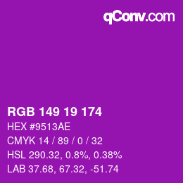 Color code: RGB 149 19 174 | qconv.com