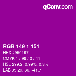 Color code: RGB 149 1 151 | qconv.com