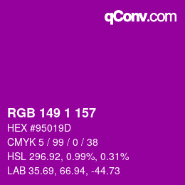 Color code: RGB 149 1 157 | qconv.com