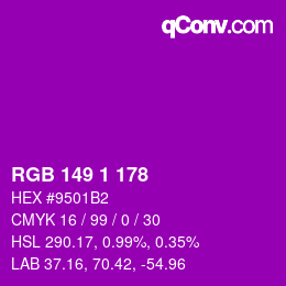 颜色代码: RGB 149 1 178 | qconv.com