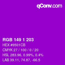 Color code: RGB 149 1 203 | qconv.com
