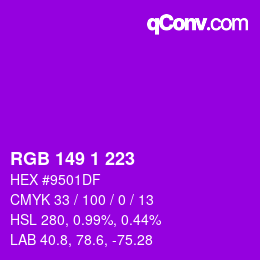 カラーコード: RGB 149 1 223 | qconv.com