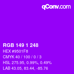 Color code: RGB 149 1 248 | qconv.com