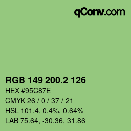 カラーコード: RGB 149 200.2 126 | qconv.com