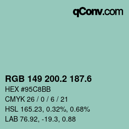 カラーコード: RGB 149 200.2 187.6 | qconv.com