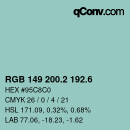 カラーコード: RGB 149 200.2 192.6 | qconv.com