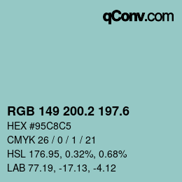カラーコード: RGB 149 200.2 197.6 | qconv.com