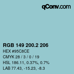 カラーコード: RGB 149 200.2 206 | qconv.com