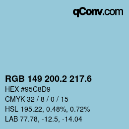 カラーコード: RGB 149 200.2 217.6 | qconv.com
